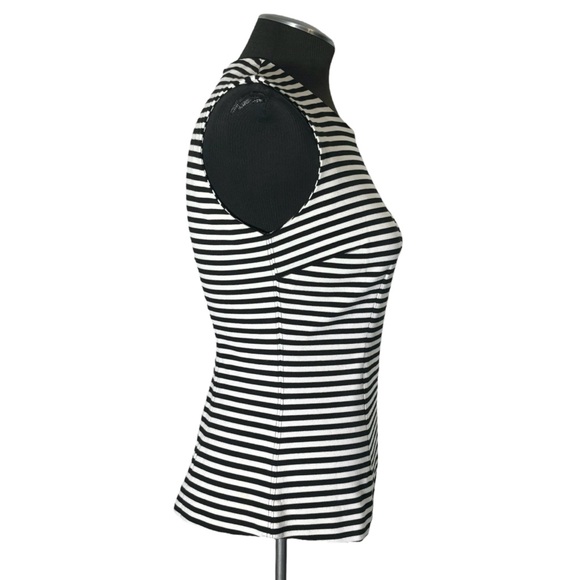 Club Monaco – Knit Striped Sleeveless Peplum Zip Back Top – Small - Picture 5 of 9